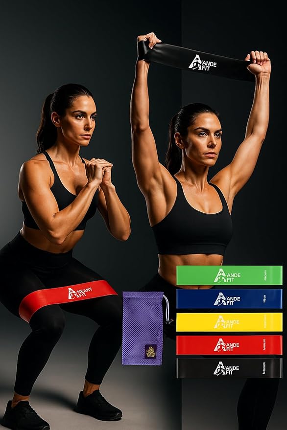 Resistance Bands Set - 5 Levels for Home Workout, Glutes, Yoga & Strength Training - Durable Fitness Bands with Carry Bag