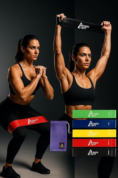 Resistance Bands Set - 5 Levels for Home Workout, Glutes, Yoga & Strength Training - Durable Fitness Bands with Carry Bag