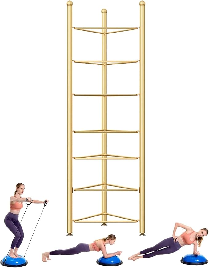 Balance Ball Half Rack 3/5/6/7 Tiers, Iron Half Exercise Balls Holder for Yoga Ball, Home Gym Studios Standing Balls Balance Trainer Shelf