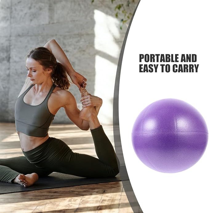 balacoo Mini Pilates Ball Set 9-inch Yoga Exercise Balls with Pump, PVC Core Training Balance Tool for Physical Therapy, Home Fitness, and Muscle Strengthening (Purple Blue)
