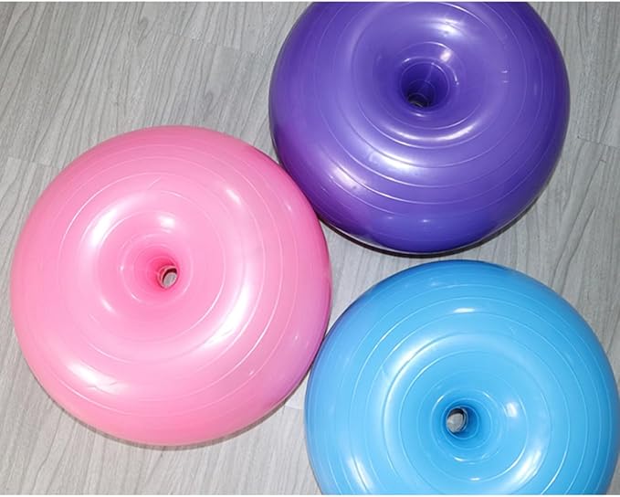 Alasum Donut Yoga Ball Inflatable PVC Durable Half Ball with Air Pump, Thickened Balance Trainer for Home Workout and Pilates (Light Blue)