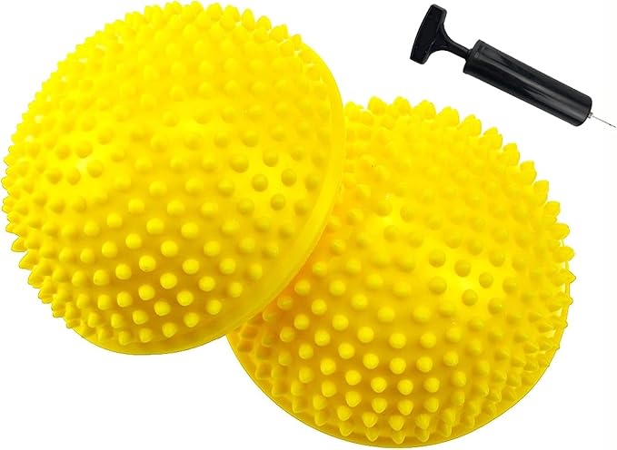 2PCS Hedgehog Balance Pods, Pimples Pilates Ball, Half Spiky Fitness Domes for Adults Sports, Foot Massage, Stability Training, Muscle Balancing Therapy, Motor Skills Yoga Gymnastics Exercise
