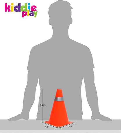 Kiddie Play 7 Inch Traffic Cones Sports Soccer Drills Agility Training Orange Cones for Kids (Set of 12)