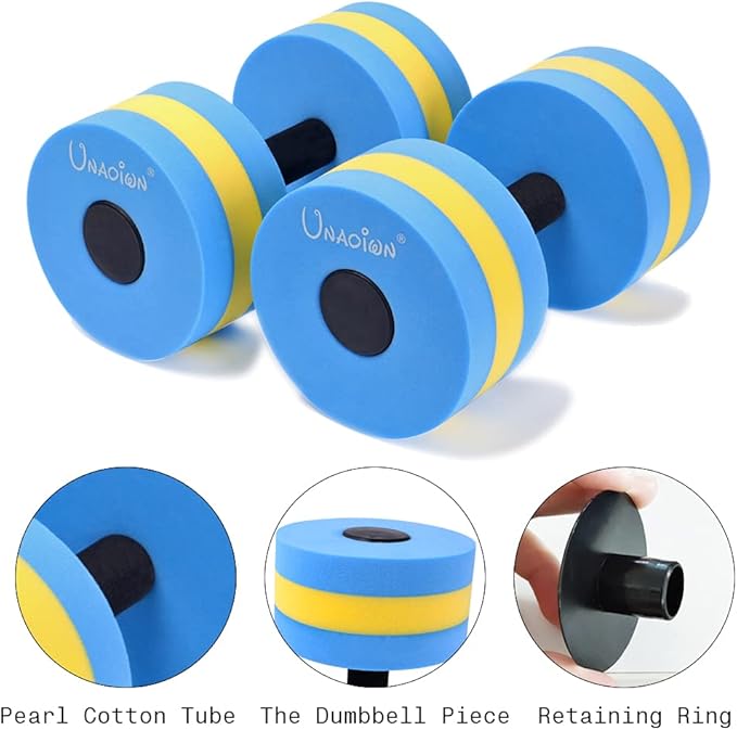 UNAOIWN Water Weights for Pool Exercise 2Pcs Water Dumbbells Aerobics Pool Barbells Lightweight Resistance Aquatic Dumbbell for Swimming