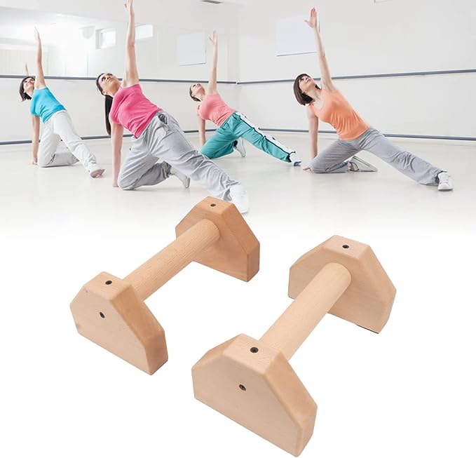 2pcs Wooden Push Up Handles, Anti - Slip Beech Wood Pushup Bars with Silicone Pads, Joint - Friendly Parallettes for Calisthenics Handstands Home Gym Use