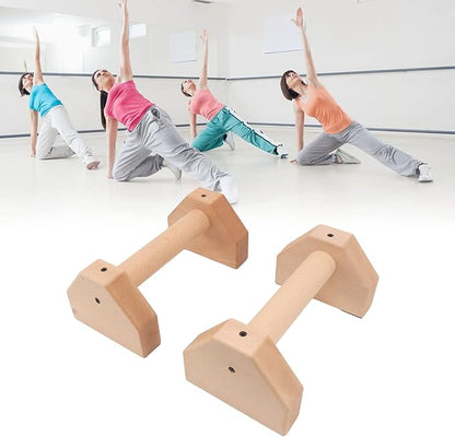 2pcs Wooden Push Up Handles, Anti - Slip Beech Wood Pushup Bars with Silicone Pads, Joint - Friendly Parallettes for Calisthenics Handstands Home Gym Use