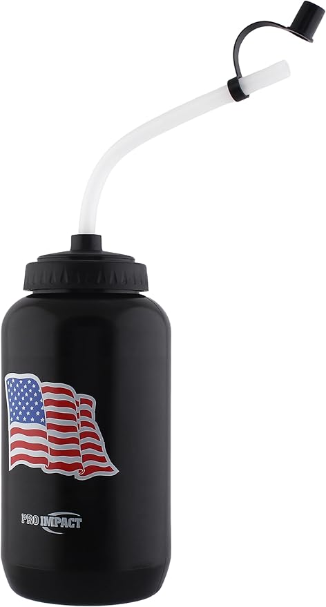 Pro Impact Squeezable Water Bottle Bendable Long Straw - LDPE BPA Free Plastic - Hydration for Baseball Hockey Gym MMA Yoga Boxing Cycling Softball Football Lacrosse (35.5 Oz.)