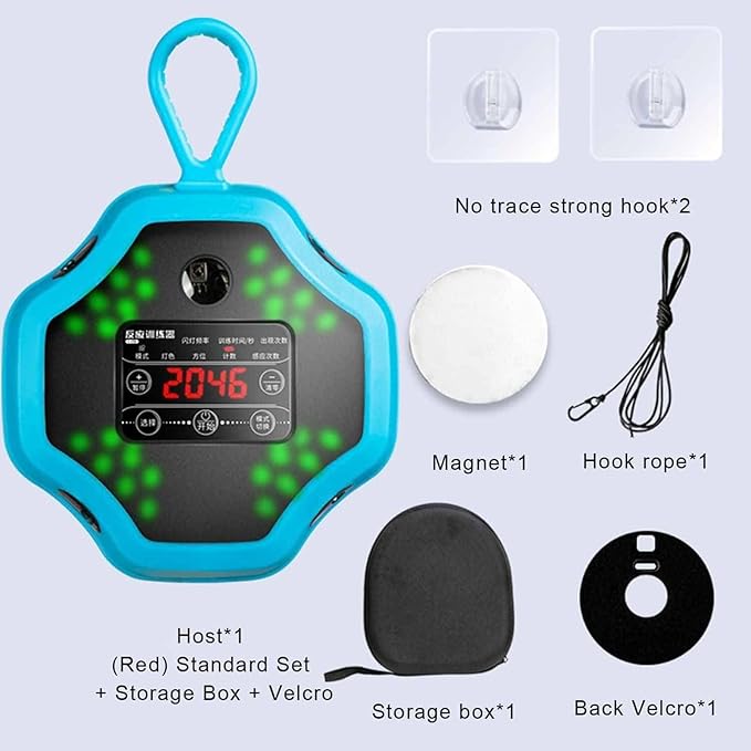 Agility Training Light, Smart Reaction Lights with Counting and Timing Function, Four-Color Strobe Change and 26 Gear Frequency Adjustable, for Speed Physical Training, Fitness, Sports
