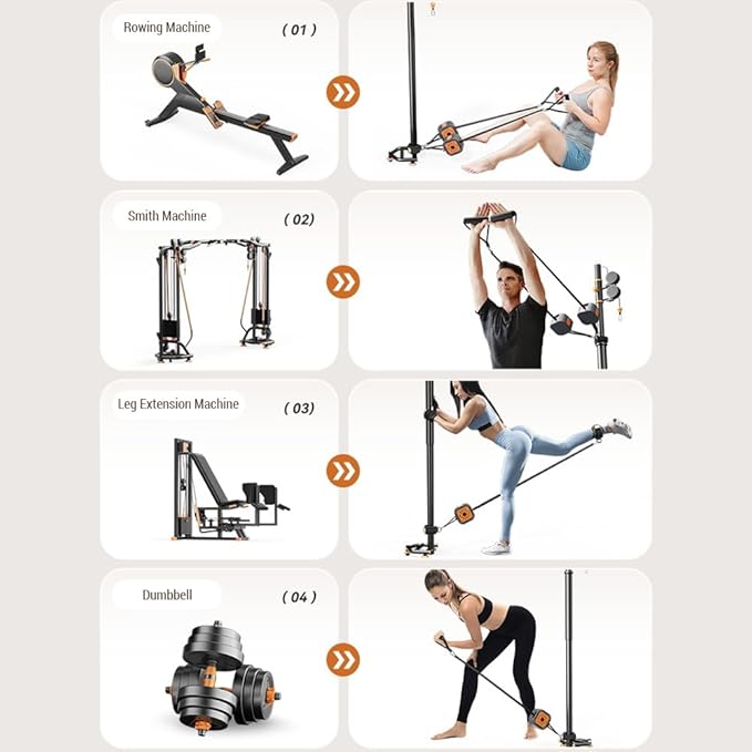 Fitness Pump Adjustable Resistance Band 3 to 17kg Home Exercise Equipment Portable Cable Machine for Arms Legs Chest for Home Training Gym