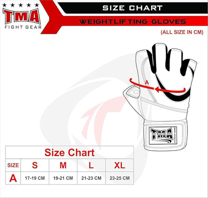 TMA Weight Lifting Gloves for Gym Workout – Cowhide Leather, Long Wrist Support with Anti Slip Palm Protection – Great Grip for Fitness, Bodybuilding, Powerlifting, Strength Training & Exercise
