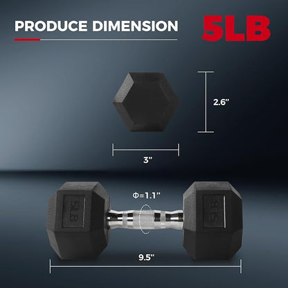 RitFit Rubber Coated Hex Dumbbell Set with Rack, 5-780LB for Home Gym Strength Training, Anti-Slip Knurled Handle, Hexagon Anti-Roll, Heavy-Duty Storage Rack