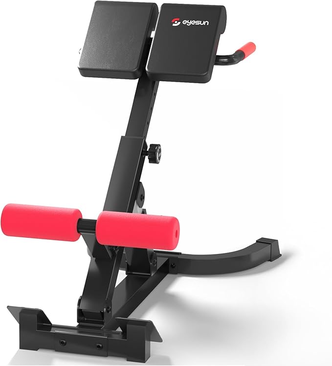 Roman Chair,Foldable Back Extension Machine,Adjustable Ab Back Extension Machine,Core Strength Trainer,Back Exercise Machine for Glute,Ab Workouts,Full All-in-One Body Workout&Home Gym Fitness(Red)