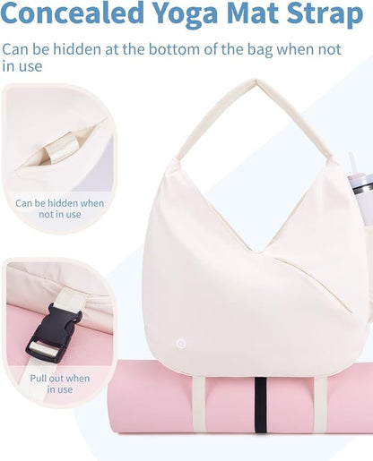 Ceneda Large Gym Bag for Women with Hidden Yoga Mat Holder & Shoe Compartment & Wet Pocket, Sports Duffle Bag for Travel