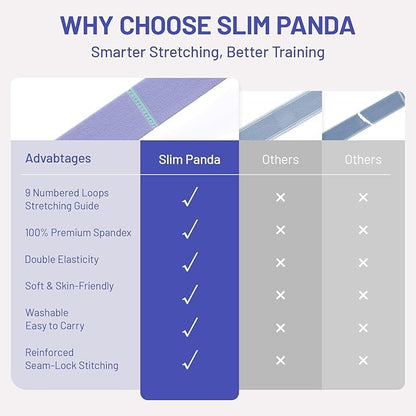 Slim Panda Stretch Strap, Multi-Loop for Physical Therapy,Elastic Yoga Stretching Strap for Dance,Yoga, Pilates & Gymnastics Exercise, Ballet Stretching Band for Flexibility, Leg Stretching