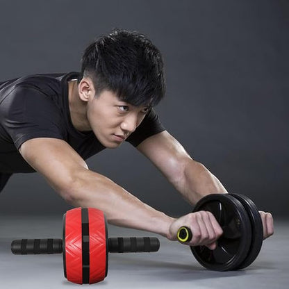 SUPVOX Ab Roller Wheel Abdominal Muscle Trainer Wheel with Knee Pad, Crimson Exercise Roller for Core Strength Workout and Home Gym