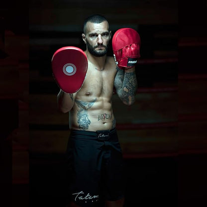 Kruzak Plain Focus Mitts and Boxing Gloves Set for Kickboxing and Muay Thai MMA Training - Fitness Kit with Punching Pads for Martial Arts and Karate