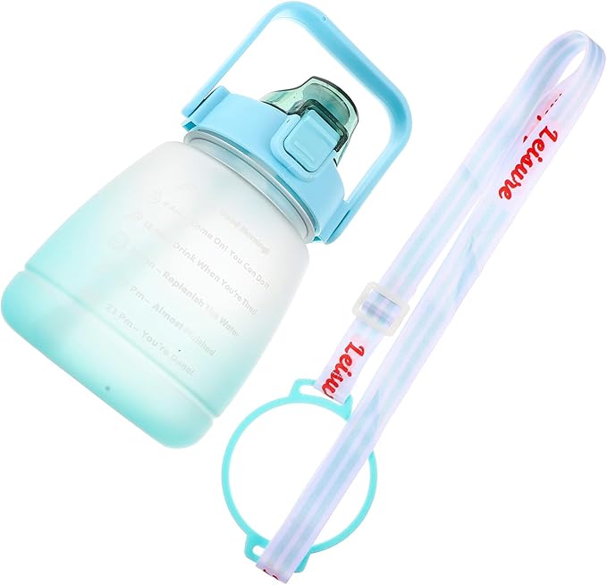 Hemoton Large Capacity Outdoor Fitness Water Jug 1200ml Matte Green Water Bottle with Time Scale for Gym and Sports