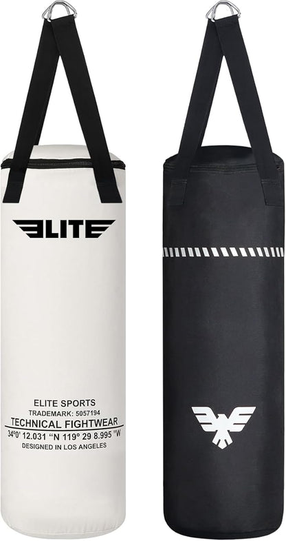 Elite Sports Boxing Bag 4 FT – Heavy Duty Canvas Punching Bag with Straps for Boxing, Training, MMA, Muay Thai, Kickboxing, Martial Arts & Fitness – UNFILLED Heavy Bag