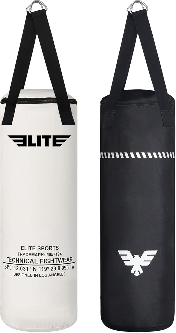 Elite Sports Boxing Bag 4 FT – Heavy Duty Canvas Punching Bag with Straps for Boxing, Training, MMA, Muay Thai, Kickboxing, Martial Arts & Fitness – UNFILLED Heavy Bag