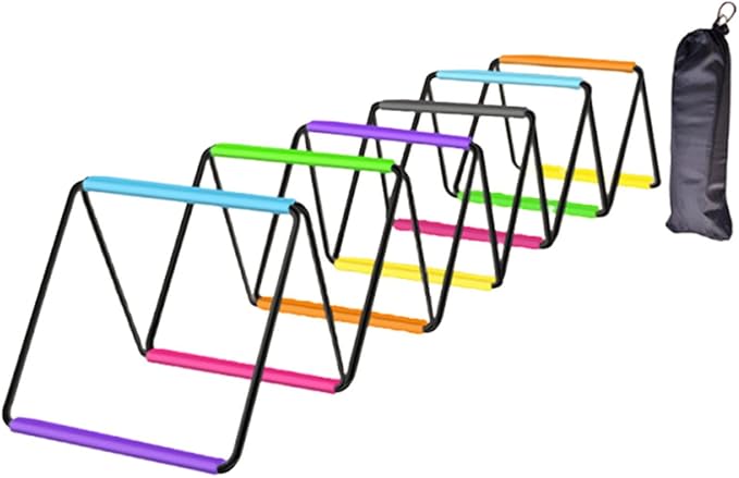 Agility Ladder with Jumping Obstacles, 12 Rung Speed Ladder & 6 Hurdles, Multipurpose Agility Training Equipment for Soccer, Rugby, Footwork Exercise