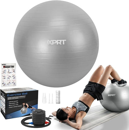 XPRT Fitness Exercise Ball (55/65/75cm) - Yoga Ball for Home Gym Workout, Physical Therapy, Balance, Stability Training - Office Ball Chair with Quick Pump (5 Colors)