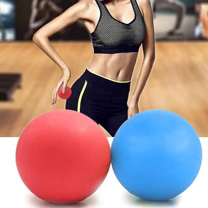 WOVTE 2 Pack Silicone Massage Lacrosse Balls for Sore Muscles, Shoulders, Neck, Back, Foot, Body, Deep Tissue, Myofascial Release, Trigger Point Therapy, Muscle Knots and Yoga Therapy (Blue Red)