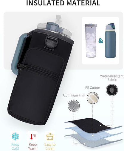 sportsnew Magnetic Gym Bag for Women Men, Water Bottle Carrier Holder with Strap & Phone Pockets for 40oz Tumbler with Handle, 4 Built-in Magnets Small Gym Bag for Sports, Workout, Fitness, Walking