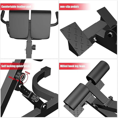 Roman Chair Back Extension Machine with5-Stage Adjustable Multi-Functional Roman Chair 330 lbs Hyperextension Foldable Sit Up Gym Bench for Home, Black
