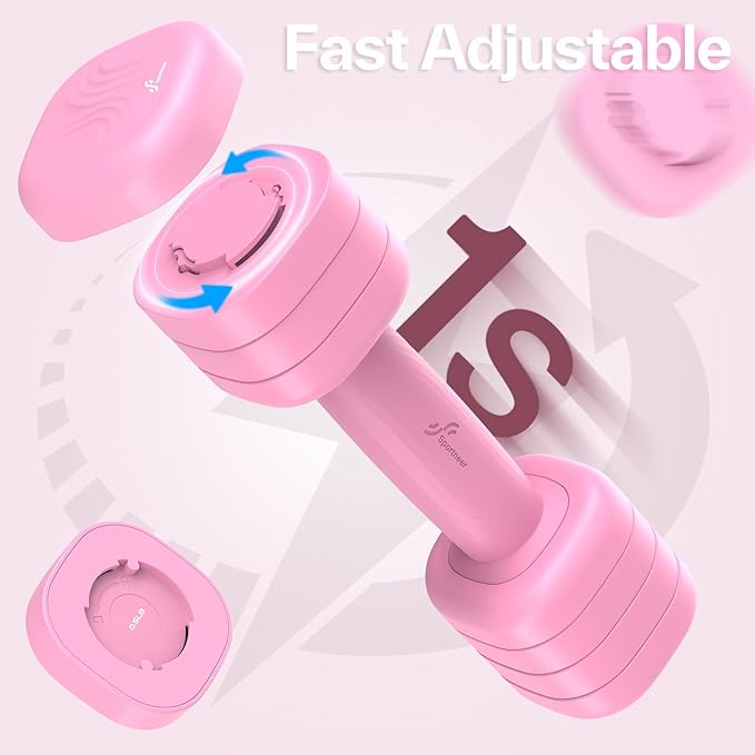 Adjustable Dumbbell Set of 2: Sportneer 4 in 1 Free Weights Dumbbells Set for Women, Hand Weights for Women at Home, Each 2lb 3lb 4lb 5lb Weights with Soft Rubber Handle for Home Gym Exercise Training