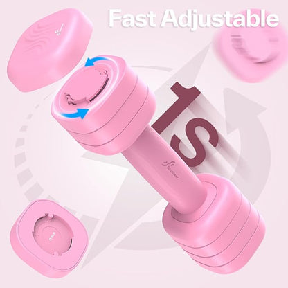 Adjustable Dumbbell Set of 2: Sportneer 4 in 1 Free Weights Dumbbells Set for Women, Hand Weights for Women at Home, Each 2lb 3lb 4lb 5lb Weights with Soft Rubber Handle for Home Gym Exercise Training
