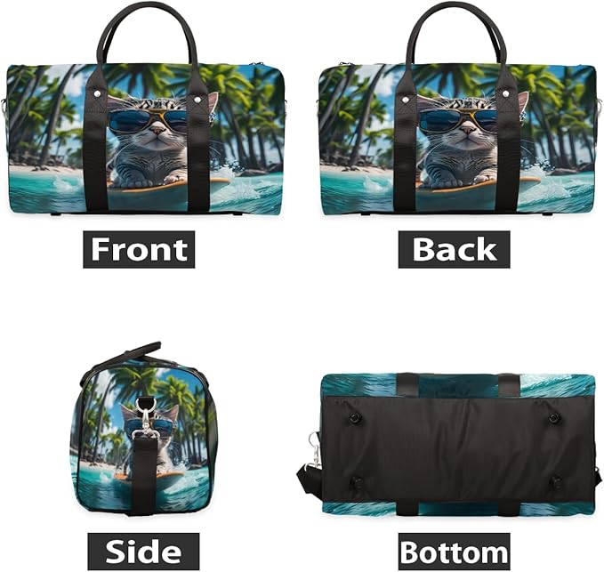 Travel Duffel Bag Fashion Cat Animals Sport Tote Gym Bag Waterproof Foldable Carryon Weekend Overnight Training Handbag Sports Duffle Bags for Women Men Boys Girls
