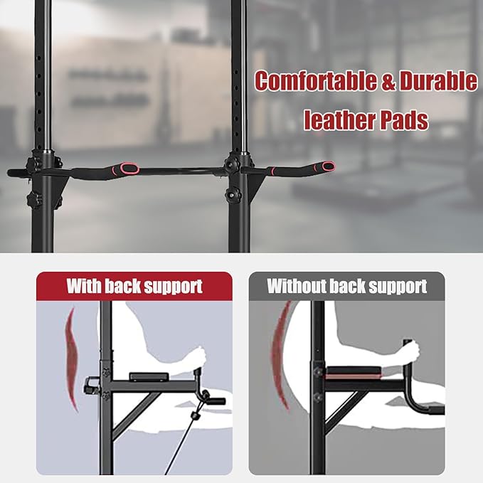 Power Tower Pull Up Bar for Home Gym, Multi Functional Pull Up Bar Stand Dip Bar Station, Adjustable Height Workout Dip Station Strength Training Fitness Equipment