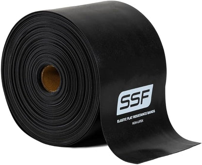 Serious Steel Fitness Flat Resistance Bands for Upper and Lower Body Strength Training and Exercise. (Non-Latex Flat Physical Therapy Exercise Bands - 4" x 25 Yards or 4" x 5 Feet)