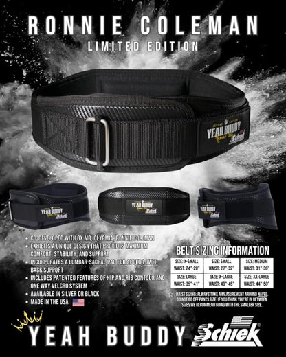 Schiek Sports Ronnie Coleman 4006 Weightlifting Belt - Lumbar Support Weight Lifting Belt - Carbon Fiber and Nylon