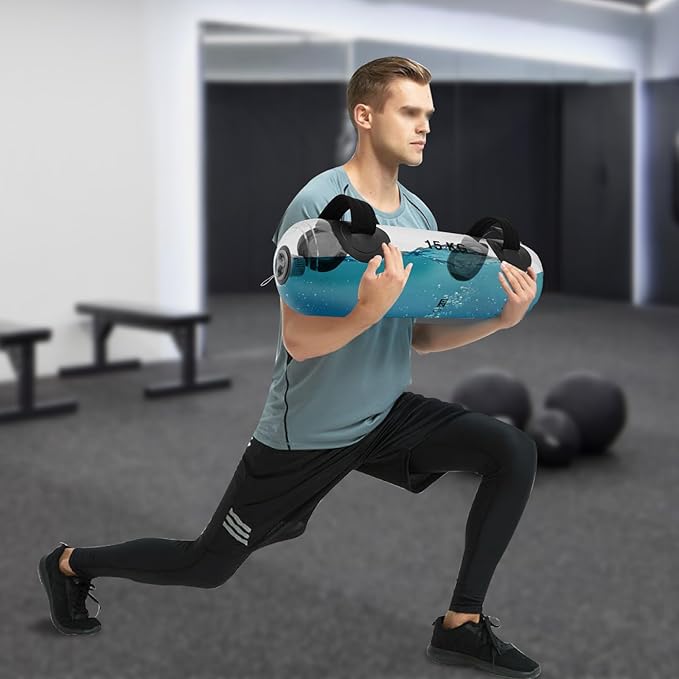 15kg Training Water Bag Instead of Sandbag, Portable Inflatable Clear Fitness Water Weight Aqua Bag Water Ball—Ab Core Arm Strength Balance Training—Home Gym Equipment Workout Equipment