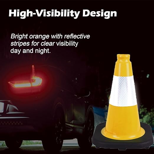 8 Pack 12 Inch Yellow Traffic Cones with Black Base, Multipurpose Road Safety Markers for Driveway, Parking Lots, Pet Training (8, Yellow, 12 Inch)