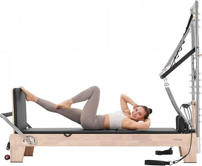 VEVOR Pilates Reformer Accessories for Home Gym, Include Reformer Box/Chair/Spine Corrector/Wall Mounted Machine/Jump Board/Foldable & Dual Resistance Springs