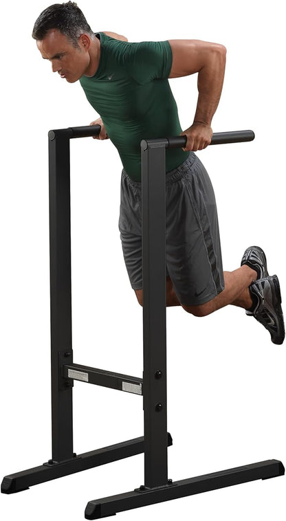 Body-Solid (GDIP59B) Dip Station - Heavy-Duty Steel Dip Bars with Slip-Proof Grips - Adjustable & Stable Pull-Up Stand for Strength Training - Powder Coated Fitness Equipment, Black