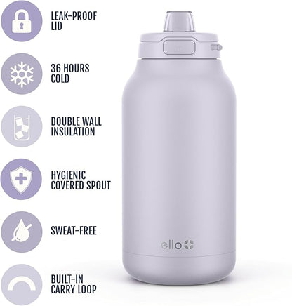 Ello Hydra 64oz Half Gallon Vacuum Insulated Stainless Steel Jug with Locking