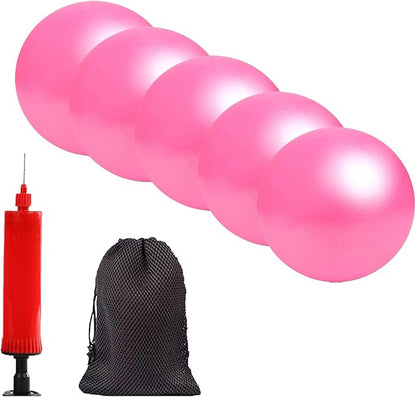 Pilates Exercise Ball for Yoga, Barre, Fitness & Physical Therapy Mini Squishy Balance Ball for Home Workouts Includes Pump for Easy Inflation