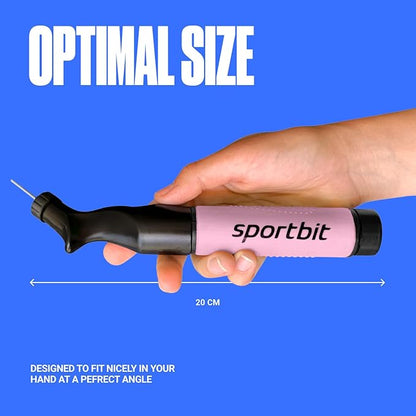 SPORTBIT Ball Pump for Sports Balls - Push & Pull Inflating System - Hand Pump for All Exercise Balls - Volleyball Pump, Basketball Inflator, Football & Soccer Ball Air Pump - Goes with 5 Needles Set