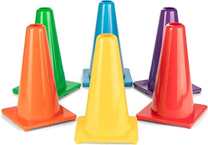 Champion Sports High Visibility Flexible Vinyl Cones for Sports Training, Agility Drills, Field & Gym Marking Sets