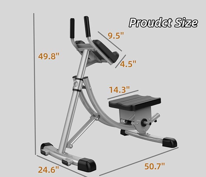Ab Machine - Adjustable Core Trainer for Home Gym, Foldable Abdominal Strength Training Workout Equipment for Women and Men,Ab Cruncher 550 lbs Weight Capacity Strength Training