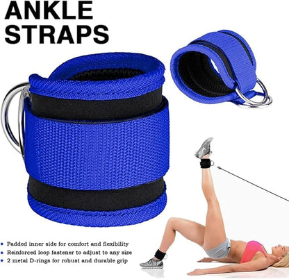 Ankle Strap Ankle Resistance Band Wrist Cuff Padded Strap Adjustable Fitness Glute Kickback D-Ring for Cable Machine Gym Foot Leg Training Brace Support 1 Pack