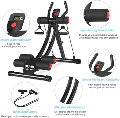 AB Workout Equipment, Home Gym Ab Machine for Abdominal Exercise and Strength Training, Height Adjustable Fitness Equipment