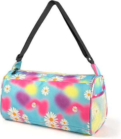 C&F BOGMOST Small Gym Bag for Women & Men,Small Lightweight Duffel Bag Carry On Bags Mini Duffel Travel Bag Waterproof Sports Bags for Workout/Sport/Trave,Colorful Flowers