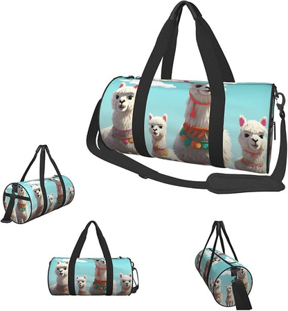 Sports Gym Bag for Women Men Travel Duffel Bag Tote Weekender Bag Carry on Overnight Bag for Travel Swimming Fitness Workout Sports Cute Llama Duffle Bag