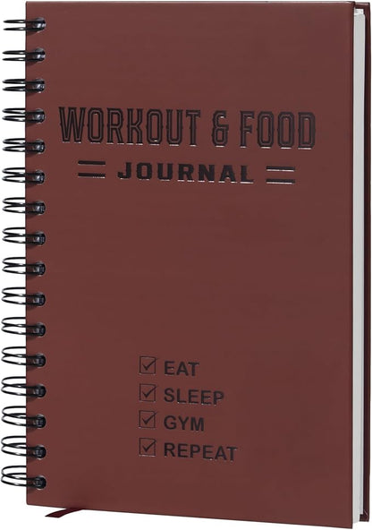 Nextnoid Hardcover Fitness & Food Journal - Nutrition & Workout Planner for Men & Women - A5 Sturdy Workout Log Book to Track Diet, Gym & Home Workouts - Burgundy