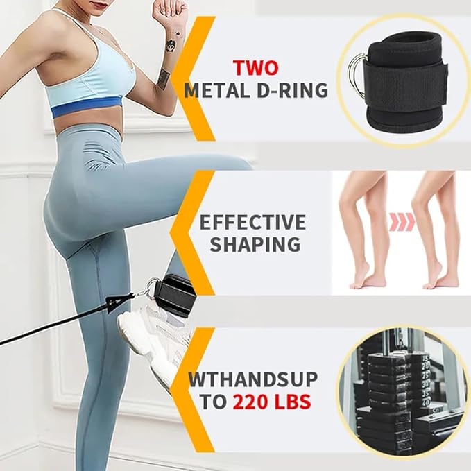 Ankle Strap Ankle Resistance Band Wrist Cuff Padded Strap Adjustable Fitness Glute Kickback D-Ring for Cable Machine Gym Foot Leg Training Brace Support 1 Pack