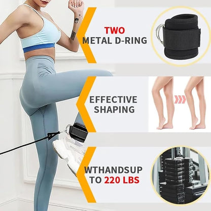Ankle Strap Ankle Resistance Band Wrist Cuff Padded Strap Adjustable Fitness Glute Kickback D-Ring for Cable Machine Gym Foot Leg Training Brace Support 1 Pack